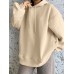 Solid Drop Shoulder Pocket Drawstring Long Sleeve Loose Hoodie