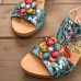  Genuine Leather Casual Bohemian Sequins T  Strap Heeled Sandals