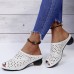 Women Hollow Out Low Heel Comfy Soft Sole Casual Sandals