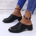 Women Hollow Out Low Heel Comfy Soft Sole Casual Sandals