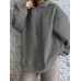 Solid Drop Shoulder Pocket Drawstring Long Sleeve Loose Hoodie